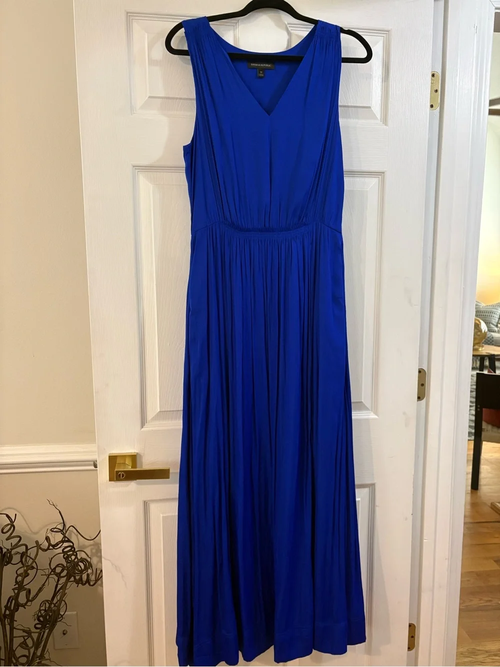 Banana Republic Sleeveless V-Neck Maxi Dress in Cobalt Blue - Picture 2 of 9